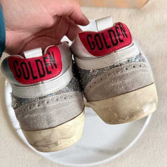 Golden Goose Mid Star Sneakers Shoes Silver Blue Size 38 - Picture 9 of 13